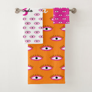 BOHO Evil Motif Oeil brûlé Orange Monogramme Nom