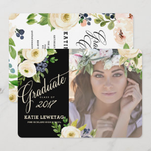 BOHO FAIRE-PART DE DIPLÔME FLORAL, INVITATION DE P