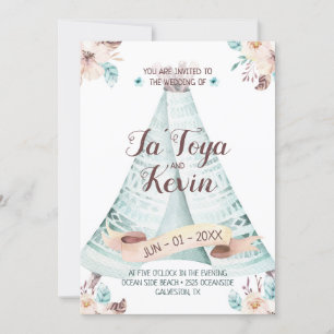 Boho Faire-part de mariage Aquarelle Florale Teepe