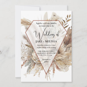 Boho Faire-part de mariage Terracotta Pampas Herbe