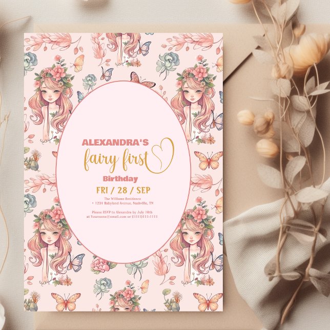 Boho Fairy First Girl's 1st Birthday Invitation (Creator Uploaded)