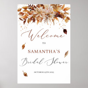 Boho fall and autumn floral Bridal Shower sign