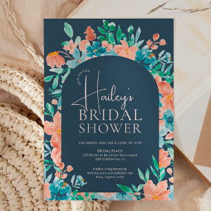 Boho fall autumn floral watercolor bridal shower invitation
