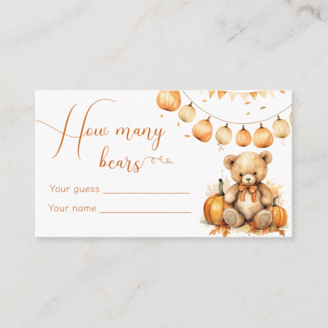 Boho fall baby shower game guess how many bears enclosure card (Front)