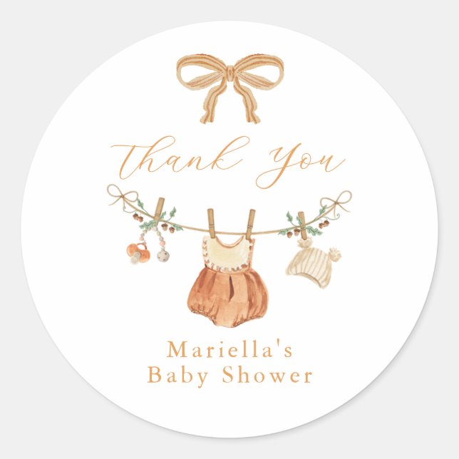 Boho Fall Baby Shower Thank You Sticker (Front)