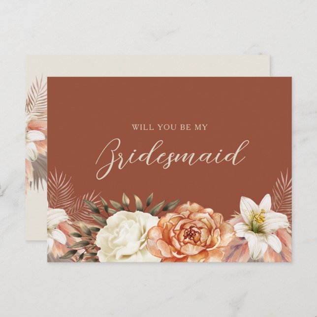 Boho Fall Bridesmaid Proposal Card (Front/Back)