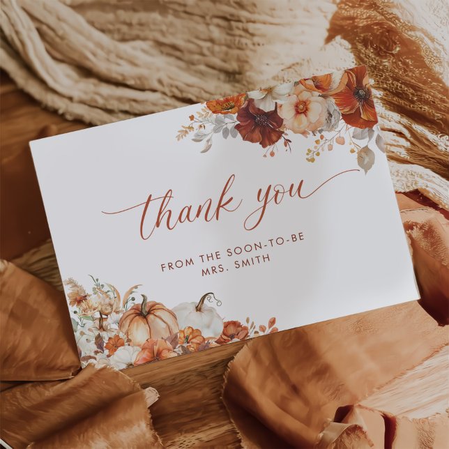 Boho Fall Fête des mariées florale Carte de remerc (Créateur téléchargé)