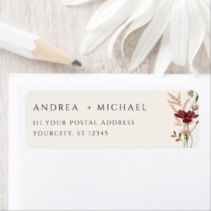 Boho Fall Fleur sauvage Mariage Adresse de retour
