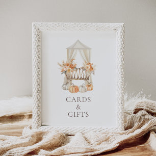 Boho Fall Floral Baby Shower Cards and Gifts Sign