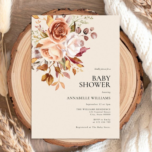 Boho Fall Floral Baby Shower Invitation (Creator Uploaded)