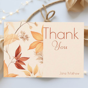    Boho fall floral  bridal shower   Thank You Card