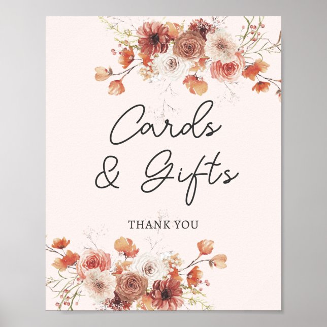 Boho Fall Floral Cards and Gifts Poster (Front)