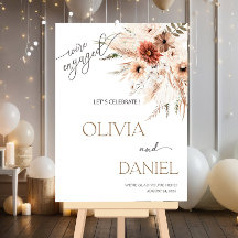 Boho Fall floral Engagement Party Welcome Sign Boh