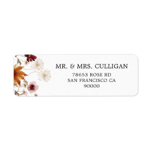 Boho Fall Floral Envelope Return Address