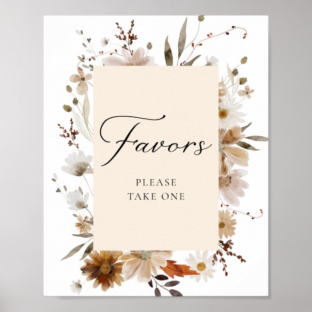 Boho Fall Floral Favours Party Poster (Front)