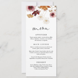 Boho Fall Floral Menu Card