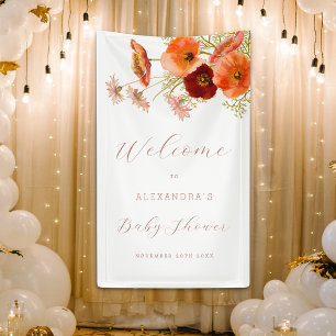 Boho Fall Floral Personalized Baby Shower Banner