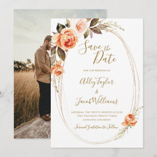 Boho Fall Floral Photo Wedding Save the Date