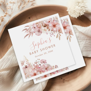 Boho Fall Floral Pumpkin Baby Shower  Napkin