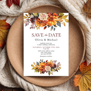 Boho Fall Floral Rustic Flowers Wedding Invitation