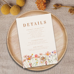 Boho Fall Floral Terracotta Wedding Details Enclosure Card