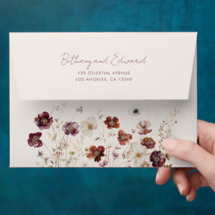 Boho Fall Floral Wedding Envelope