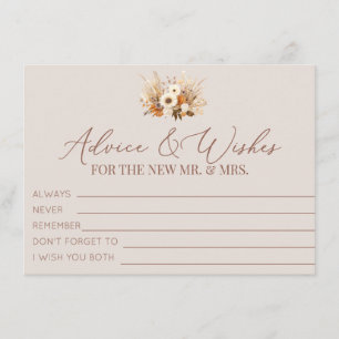 Boho Fall Flowers Advice and Wishes  Enclosure Card