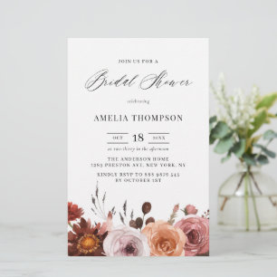 Boho Fall Flowers Bridal Shower Invitation