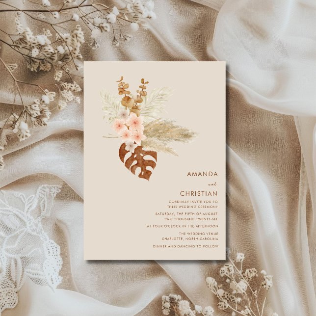 Boho Fall Flowers Rustic Outdoor Wedding Invitation (Boho Fall Flowers Rustic Outdoor Wedding Invitation)