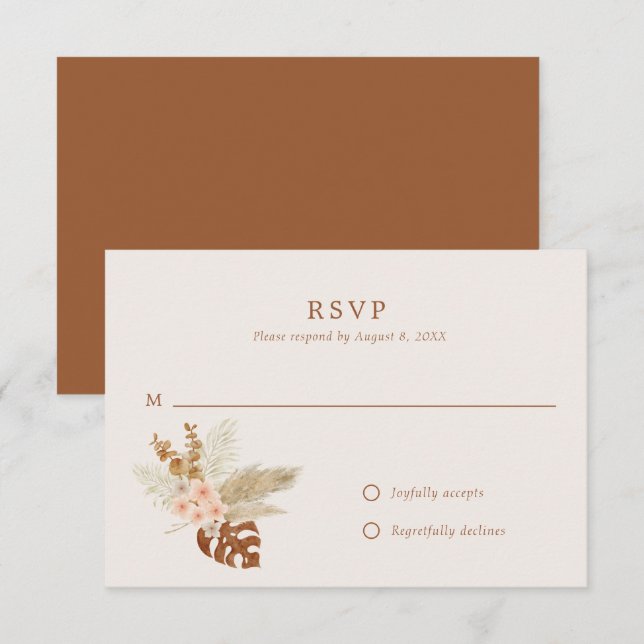 Boho Fall Flowers Rustic Outdoor Wedding  RSVP Card (Front/Back)