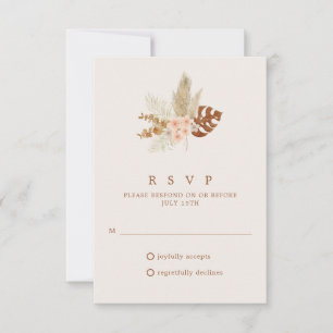 Boho Fall Flowers Rustic Wedding RSVP Card