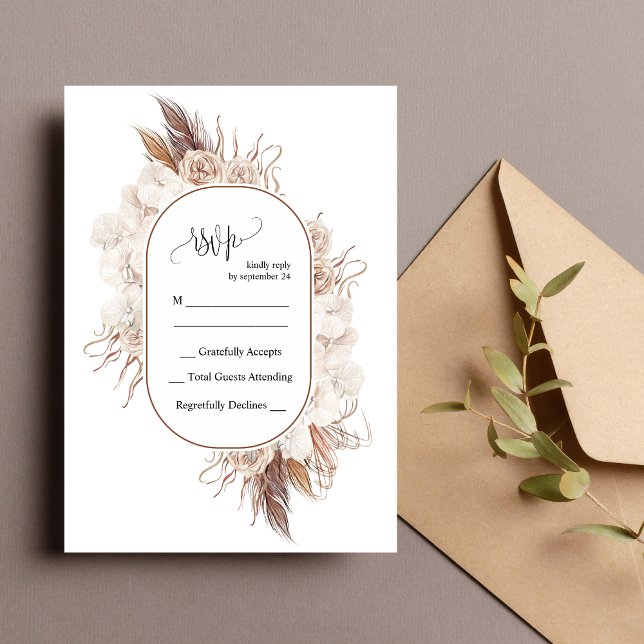 Boho Fall Flowers Wedding Carte RSVP (Créateur téléchargé)