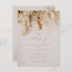 Boho Fall Flowers Wedding Invitation Postcard
