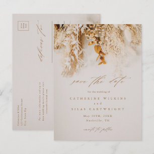 Boho Fall Flowers Wedding Save The Date Announcement Postcard