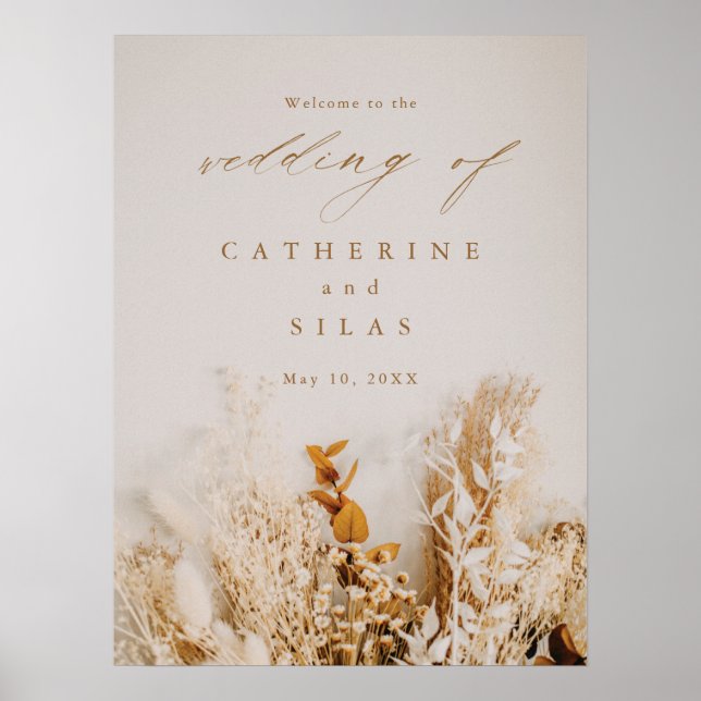 Boho Fall Flowers Wedding Welcome Sign (Front)