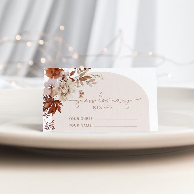 Boho fall guess how many kisses bridal game enclosure card (Creator Uploaded)