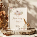 Boho Fall guess how many kisses bridal shower Poster<br><div class="desc">Boho Fall guess how many kisses bridal shower sign
Matching items available.</div>