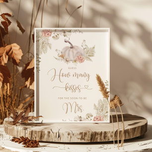 Boho Fall guess how many kisses bridal shower Poster