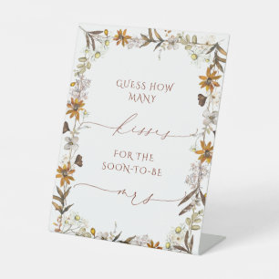 Boho Fall How Many Kisses Bridal Shower Poster Pedestal Sign