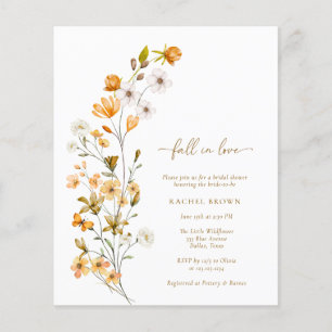 Boho Fall In Love Budget Bridal Shower Invitation