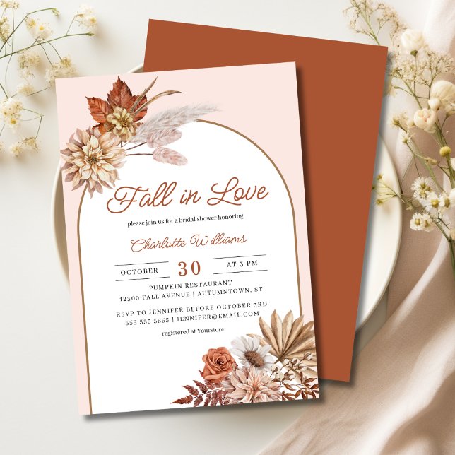 Boho Fall in Love Floral Bridal Shower Invitation (fall in love floral bridal invitation
)