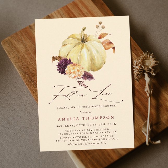 Boho Fall in Love Pumpkin Bridal Shower Invitation (Creator Uploaded)