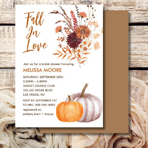 Boho Fall In Love Rustic Flower Bridal Shower Invitation