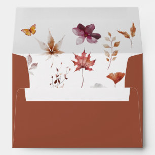 Boho Fall Leaves Terracotta Bridal Shower Envelope