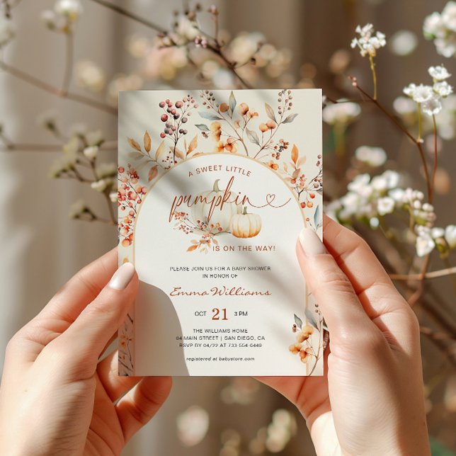 Boho Fall Little Pumpkin Baby Shower Arch Invitation (Creator Uploaded)