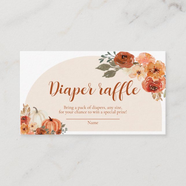 Boho Fall Little Pumpkin Diaper Raffle Baby Shower Enclosure Card (Front)