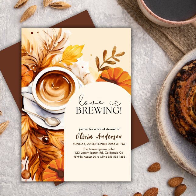 Boho Fall Love is brewing coffee Bridal shower Invitation (Creator Uploaded)