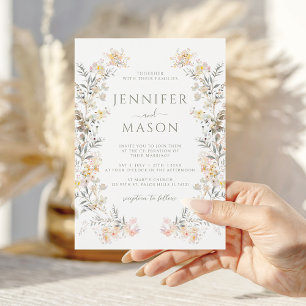 Boho Fall Meadow Floral Wreath Wedding Invitation