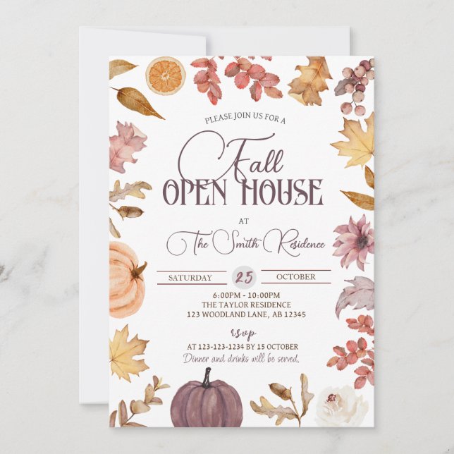 Boho Fall Open House, Realtor Housewarming Invitation (Front)