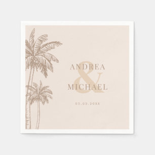 Boho Fall Palm Trees Ampersand Beach Wedding Napkin